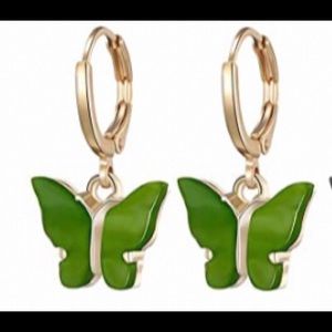 NWT Dark Green Butterfly Earrings